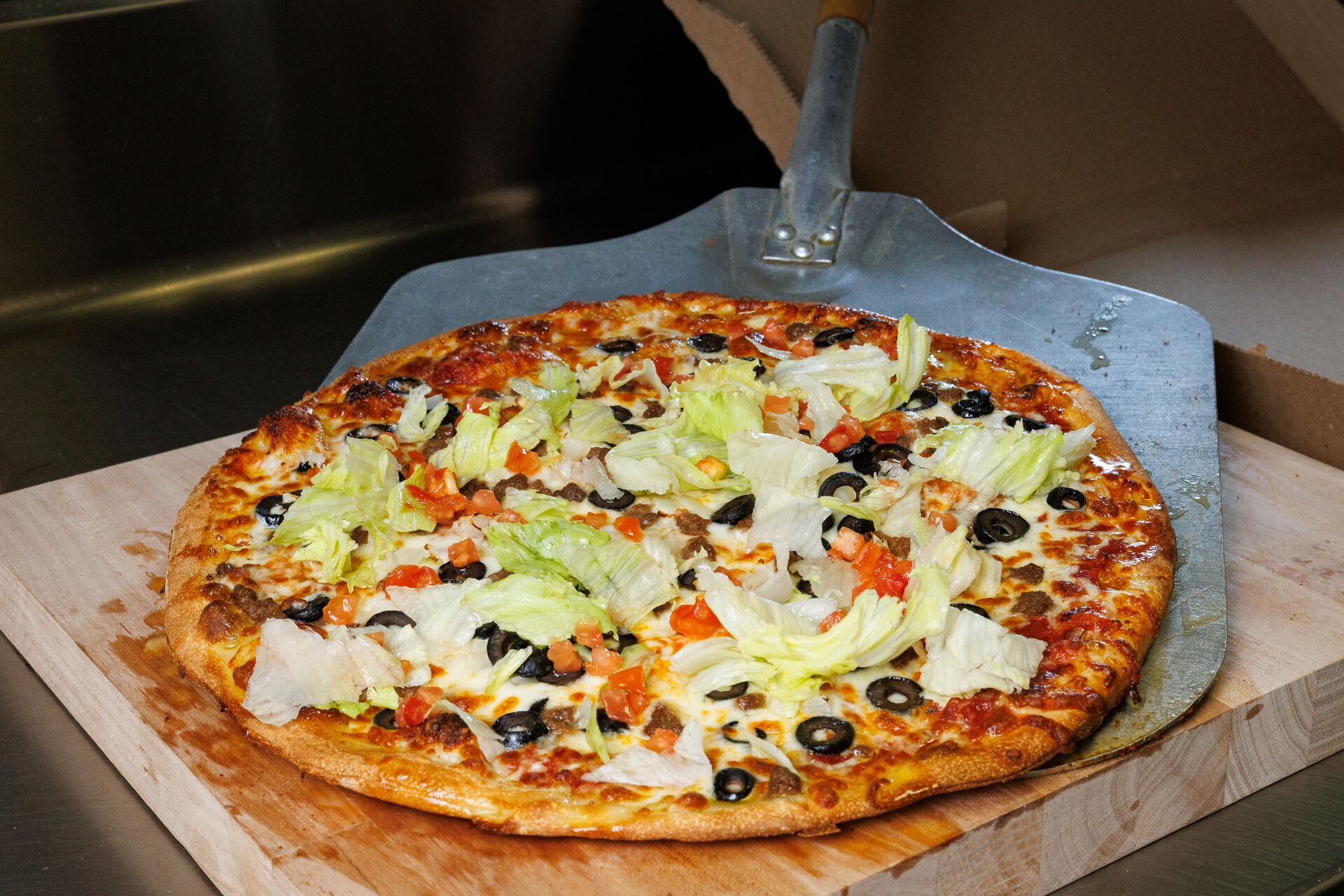 Taco Pizza fresh from the oven
